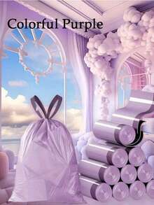 50pcs Drawstring Purple/Pink Garbage Bags, Super Thick Polyethylene Drawstring Trash Bags High Quality Plastic Garbage Bag, Colorful Garbage Bag, Portable Household Waste Bags - Multipurpose Disposable Trash Bags For Living Room, Bedroom, Bathroom, Toilet, Kitchen - Multicolor - View 8