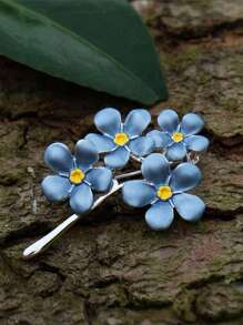 1pc Forget Me Not Blue Flower Brooch For Women,Plant Brooches,For Bag, Sweater, Coat, Hat, Shoes, Dress, Suit