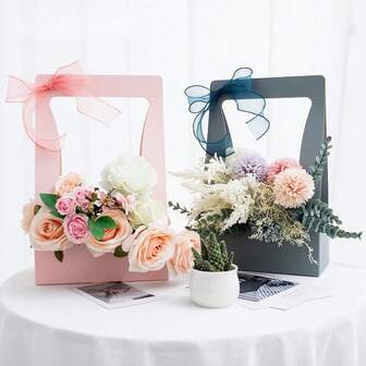 5 pezzi Scatole regalo floreali pieghevoli e vuote, cestini per composizioni floreali fai-da-te, scatole per confezionare fiori da tenere in mano, regalo di compleanno, decorazione per feste di matrimonio