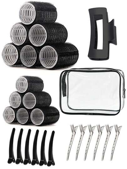 2 Size Hair Rollers 12 Pcs Rollers Hair Curlers For Long Medium Short Hair, Large Medium Small Self Grip Hair Rollers With Rollers 12pcs Clips And 1 Cosmetic Bag And1pc Claw Clip, Back To School, Travel Holiday Essentials, Hair Accessories Hair Curlers, Curly Hair Brush, Rollers, Curly Hair Products, Curler, Rollers For Hair Curl, Curly Hair Tools, Hair Curler, Curly Hair Products, Curler, Rollers For Hair Curl, Curly Hair Tools, Hair Roller, Christmas, Barbershop, Hair Curling Iron, Curling Iron, Hairdressing, Heatless Waves, Hairstyle, Hairdressing,Curly Hair,Hair Rollers,Hair Curler,Heatless Curl,Heatless Curls,Hair Curlers,Rollers,Hair Curl,Rollers For Hair,Curly Hair Tools,Hair Rollers,Hair Roller,Curls Diffuser,Hair,Travel,Hair Products,Hair Tools,Hair Stuff,Barber,Barber Accessories,Barbershop,Hairdressing Equipment