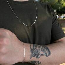 Piastrini Men's 925 Silver Plated Chain + Cross Pendant + Bracelet Premium Finish - Bạc - Xem 4