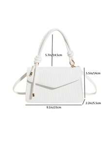 New Vintage Mini Square Bag, Unique Textured Design Crossbody Shoulder Handbag For Women - White - View 4