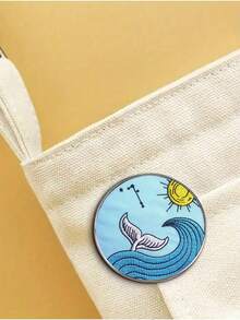 suteyi 1 件复古艺术风格胸针，海浪星空玻璃贴片徽章胸针