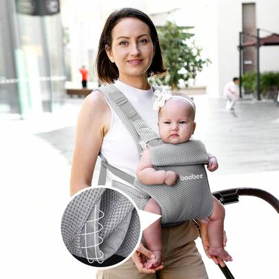 1pc Mesh Breathable Baby Carrier, 4-In-1 Adjustable Infant Hip Seat Carrier, Lightweight All-Season Front & Back Kangaroo Pouch, Ideal Baby Shower Gift