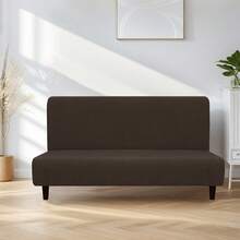 无扶手沙发套 3 座沙发床套 弹力扶手沙发床套 无扶手牛奶丝弹性沙发套 蒲团适用于无扶手折叠沙发，无扶手沙发床套 弹力蒲团沙发套 毛绒加厚纯色 3 座全折叠沙发 沙发蒲团家具保护套 无扶手（黑色） - 彩色 - 查看 15