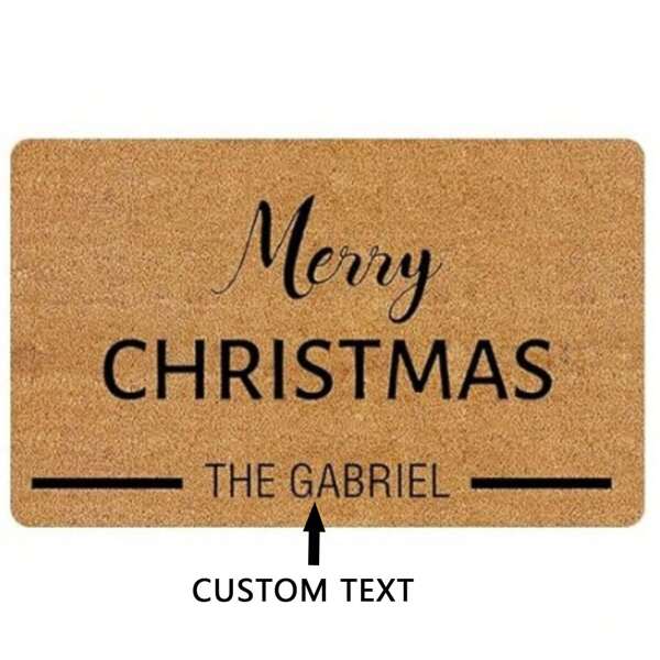 1pc Customizable Welcome Mat, Rectangular Entrance Carpet, Machine Washable, Anti-Slip Bottom, Suitable For Indoor And Outdoor Use, Christmas Theme Back To School