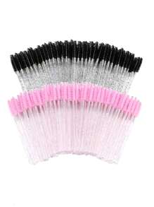 200 PIÈCES 100 PIÈCES 50 PIÈCES Baguettes de mascara jetables, brosses Spoolies en cristal pour extensions de cils, brosses pour les cils et les sourcils Spoolies, applicateur de baguette pour cils, kits de maquillage (blanc)
