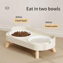 Elevated Stainless Steel Pet Bowl Set, With Stand And Double Bowls, Suitable For Small Dogs And Cats, With Splash Guard - Pet Feeder