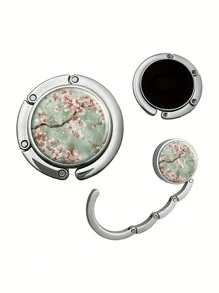 Foldable Table Purse Holder Hook, Decorative Desk Hook For Travel, Halloween, Christmas, Unique Gift, Spring Pink Flower