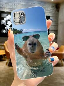 1 pieza Funda de teléfono transparente de TPU con patrón artístico personalizado de rata de agua, compatible con iPhone 16 Pro/16 Plus/15/15 Pro Max/15 Pro/11/12/13/14 Pro Max/11 Pro/11 Pro Max/12 Pro/12 Pro Max/13 Pro/13 Pro Max/14 Pro/14 Pro Max, funda suave, creatividad premium, resistente al agua, a los golpes y a los arañazos