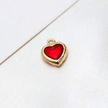 5/10 件 DIY 复古吊坠配件 8 毫米铜边玻璃水晶心形饰物适用于耳环、项链