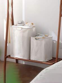 1/2件日式衣物篮，Ins简约脏衣服收纳篮，可折叠家用洗衣篮 - 米色 - 查看 4