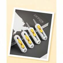 1 Pc Magnetic Utility Knife,Magnetic Letter Opener Keychain Retractable Box Opener-Portable Mini Box Cutter With Retractable Blade For Mails/Packages/Art Craft,Heavy Duty Craft Knives (Easy-Grip Design),Delicate Lock Design Security Letter Opener Tool - White (1 piece) - View 3