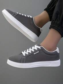 Giày thể thao nam mới 2025 Giày thời trang nam Giày thường đẹp Giày buộc dây Giày trượt ván Giày thể thao nam Giày nam đường phố cá tính - Xám - Xem 5