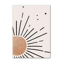 1pc Geometric Abstract Bohemian Canvas Painting Printed Nordic Poster Leaf Sun Rainbow Wall Art Picture Living Room Decoration Optional Frame - Multicolor - View 13