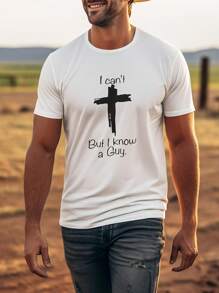 But I Know A Guy Print - Men's Round Neck Fashion Casual Cotton-Shirt - Breathable Summer, Spring, And Autumn - Perfect Casual Daily Wear Cotton Men Kpop Labor Day Men Clothing Manfinity Romwe Shirts Men Shirts Graphic Tees Camisas Para Hombre Graphic Tees Graphic Te