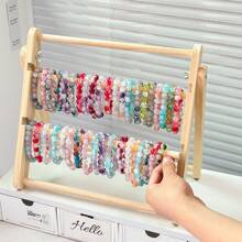 1pc Multi-Tier Wooden Jewelry Organizer Display Rack - Large Capacity Accessory Storage Rack For Earrings, Bracelets, And Hair Accessories, Easy Assembly, Adjustable Countertop Display Stand For Women Storage Organizer Travel Essentials Gift