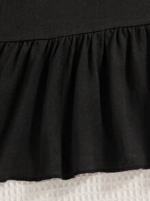 Vestido casual de verano para niñas de unicolor, cuello redondo, manga corta y longitud hasta la rodilla