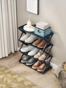 1 pieza Estantería plegable de 4 niveles multiuso organizadora, estantería de zapatos a prueba de polvo, de fácil montaje para dormitorio y hogar