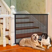 Pet Isolation Fence, Isolation Net Barrier Indoor Safety Protection No Drilling Required, Foldable Pet Gate With Pet Door, Portable Pet Safety Barrier, Easy-To-Set Indoor/Outdoor Pet Fence, Durable Lightweight Design, Safe Buckle Closure