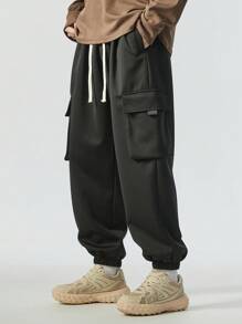 Pantalones cargo informales de talla grande, pantalones largos con cordón en el tobillo y múltiples bolsillos, aptos para todas las estaciones