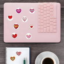 500 unidades Rollo de pegatinas redondas con forma de corazón para el Día de San Valentín, pegatinas de vinilo para estética, scrapbooking, diarios, parachoques, monopatín, botellas de agua, dibujos animados, cascos de seguridad, coches