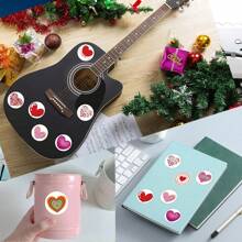 500 unidades Rollo de pegatinas redondas con forma de corazón para el Día de San Valentín, pegatinas de vinilo para estética, scrapbooking, diarios, parachoques, monopatín, botellas de agua, dibujos animados, cascos de seguridad, coches
