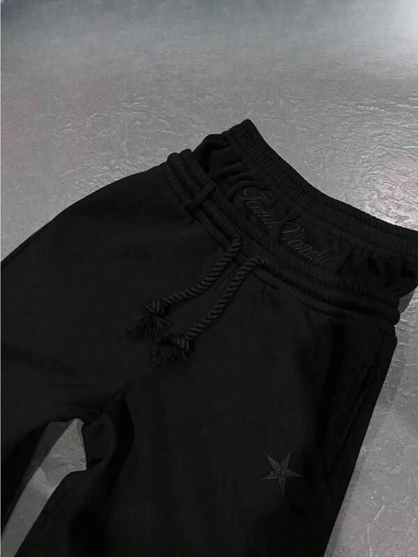 Double Waist Embroidered Sweatpants Men's And Women's High Street Trousers Fake Two-Piece Trousers Loose Wide-Leg Trousers