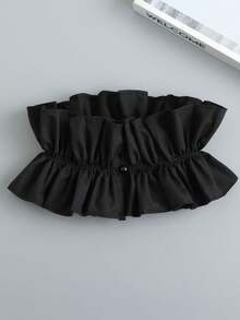 1 pezzo Collo con volant staccabile, collo in stile palazzo con lacci, in tessuto bianco e nero, accessorio da collo alla francese