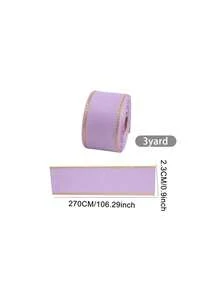 2 piezas de cinta de regalo de hilo dorado y lila claro de 2,5 cm de doble cara, accesorios de ropa, decoración de floristerías, embalaje de flores para cumpleaños, bodas, fiestas y decoración de regalos - Multicolor - View 4