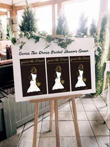 10 Stücke Brautparty-Spiele zum Thema "Kleid" für Gäste, inklusive Spielkarten und wasserlöslichen Stiften für die Hochzeitsparty, lustige Hochzeitsdekorationen, Partyzubehör, Spielideen