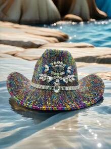 1pc Retro Western Style Cowboy Hat, Suitable For Party, Nightclub, New Year, Banquet, Music Festival, Carnival, Costume Play, Christmas, Halloween, Celebration, Singles Party, Parade, Beach