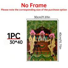 1pc Western Cowboy Figure Painting,Interesting Portraits, Vintage Men Figure Drawing,Olive Green Wall Art,Minimalist Men's Painting