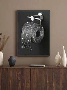 1 pièce Affiche murale mode, décoration murale de salle de bain, impression noir et blanc avec paillettes roses, tableau canevas, photos, œuvre murale de salle de bain moderne, humoristique pour femmes, sans cadre