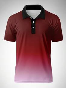 Camisa polo de manga corta con estampado degradado, casual y de moda para hombre