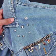 50/100pcs/Pack Metal Silver Star Rivets DIY Clothes Shoes Bags Handmade Clothing Accessories Punk Leather Studs Spikes Spots Nails Head Buttons