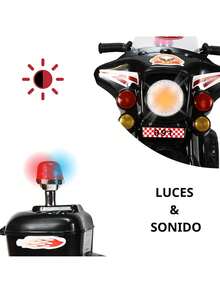 Joykoo Moto Montable Eléctrica para Niños con Luces y Sonido Bateria Recargable de 6v - Negro - Ver 2