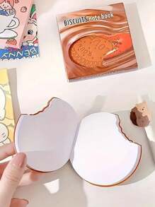 1pc Chocolate-Shaped/Bitten Cookie Sticky Notes With Matte Surface, Square Grid Pages, And Portable Chocolate Bar Shaped Notepad Design, Creative Mini Memo Pad With Chocolate And Cookie Scents, Chocolate-Shaped Memo Notes - Creative Sticky Notes For Reminders, Bookmarks, Office Supplies,School Supplies,Back To School