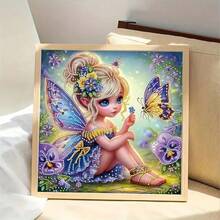 1 套 DIY 5D 水晶钻石画套装 - 迷人的鲜艳蝴蝶和花卉图案，带有特殊形状的水钻，是送给女儿的完美手工礼物，闪闪发光的墙壁艺术装饰，无框，11.8x11.8 英寸