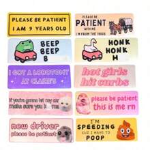 10PC Funny Car Bumper Magnet Fun Magnetic Magnets Sticker Decal Prank For Cars Truck Adults Hot Girls Hit Curbs New Driver Please Be Patient Beep Honk Poop Joke Novelty Accessories Gifts