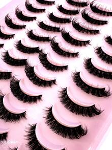 HBZGTLAD 20 Pairs Fluffy Crossed Extra-Long Blooming Faux Mink Lashes, Natural Looking 3D Handmade Reusable False Eyelashes Variety Pack - 黑色 - 查看 8