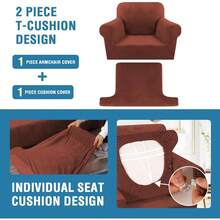 Sofa Cover 3 Piece T Cushion Loveseat Slipcovers Thick Velvet Couch Cover Stretch T Cushion Sofa Covers For 2 Cushion Couch With 2 Individual T Cushion Covers Washable, Stone Blue - 鏽 - 查看 4