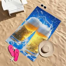Asciugamano da spiaggia in microfibra estremamente morbido e con stampa vivace della birra - leggero, senza sabbia, asciugatura rapida, super assorbente, ideale per viaggi, nuoto, surf, yoga, campeggio e giorni in spiaggia, elementi essenziali da spiaggia