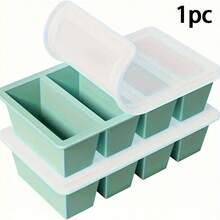 1pc Silicone Covered Freezer Tray - Durable Kitchen Storage Container For Soups, Broths And Sauces - Stackable Green Food Prep Box - Essential Kitchen Accessory