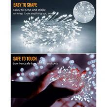 New Fairy Lights Battery Operated, 10Feet 120LEDs Firecracker String Lights Waterproof Sier Wire Starry Firefly Light For DIY Wreath Home Ing Indoor Outdoor Christmas Drations, Pure - 純白 120 個 LED - 查看 4