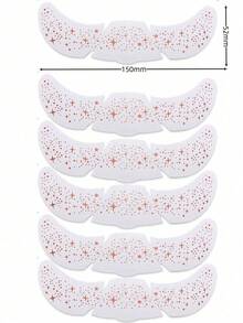 6片装玫瑰金闪粉雀斑星星脸部纹身贴纸，防水化妆贴片，闪亮金属贴纸，适合女性，音乐节、锐舞派对配饰，情人节适用