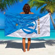 Asciugamano rettangolare stampato con il logo del Marsiglia Calcio, ad asciugatura rapida, super assorbente, anti-sabbia, morbido e spesso, con motivo moderno. Adatto per nuoto, bagno, viaggio, picnic, campeggio, lavabile in lavatrice. Accessorio essenziale per la spiaggia.