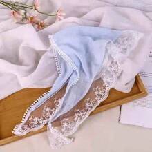 1 pièce Foulard en dentelle florale vintage pour fille, foulard décoratif beige de style français, foulard en soie rétro rural, bandana pour cheveux de printemps/été