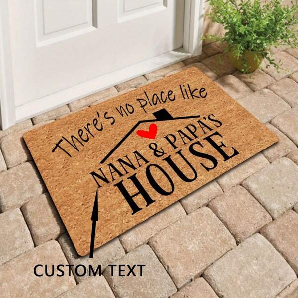 Personalized Non-Slip Welcome Mat With Name - Customized Text For Indoor/Outdoor Use, Hand Wash Only, Perfect For Front Door Or Home Decor, Outdoor Doormat | Heart Shape Design Front Door Welcome Mat Back To School