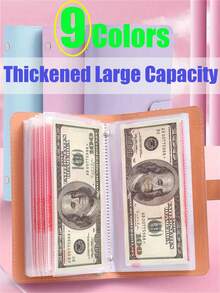 2/1本纸币收藏册,圣诞节纸币收纳册,纸币和票据收藏册。3/4本,PU材质,50个内页可容纳100张纸币,带纸币照片、邮票和银行卡收纳页。超大容量现金收纳本。 - 彩色 - 查看 6